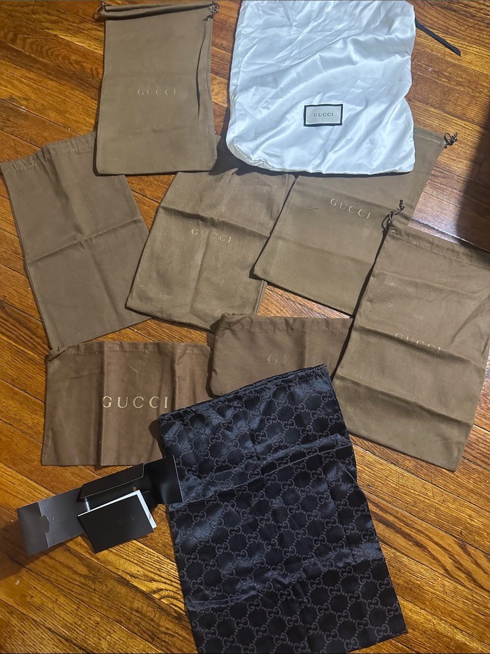 Gucci Brown and Black Dust Bag Set - Luxury Accessory Storage With a Mini Book